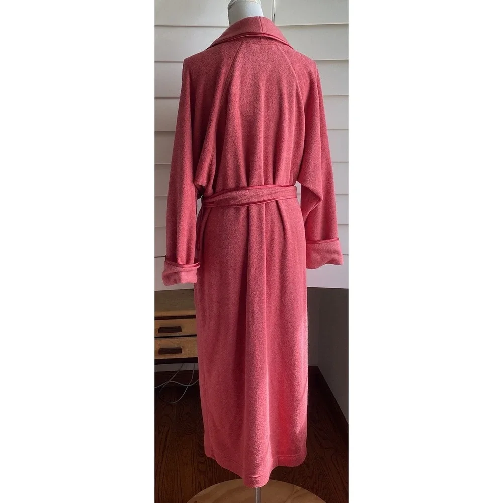 Crabtree & Evelyn Bath Robe Womens XS - S Belted Coral Orange Long Fleece Cozy